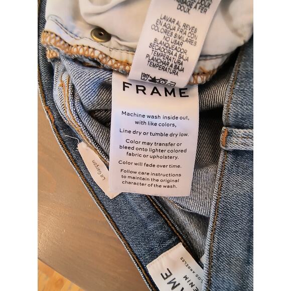 Frame Jeans Women's Size 23 Le Gargon Skinny Mid Rise Medium Wash Blue Denim - Picture 11 of 15